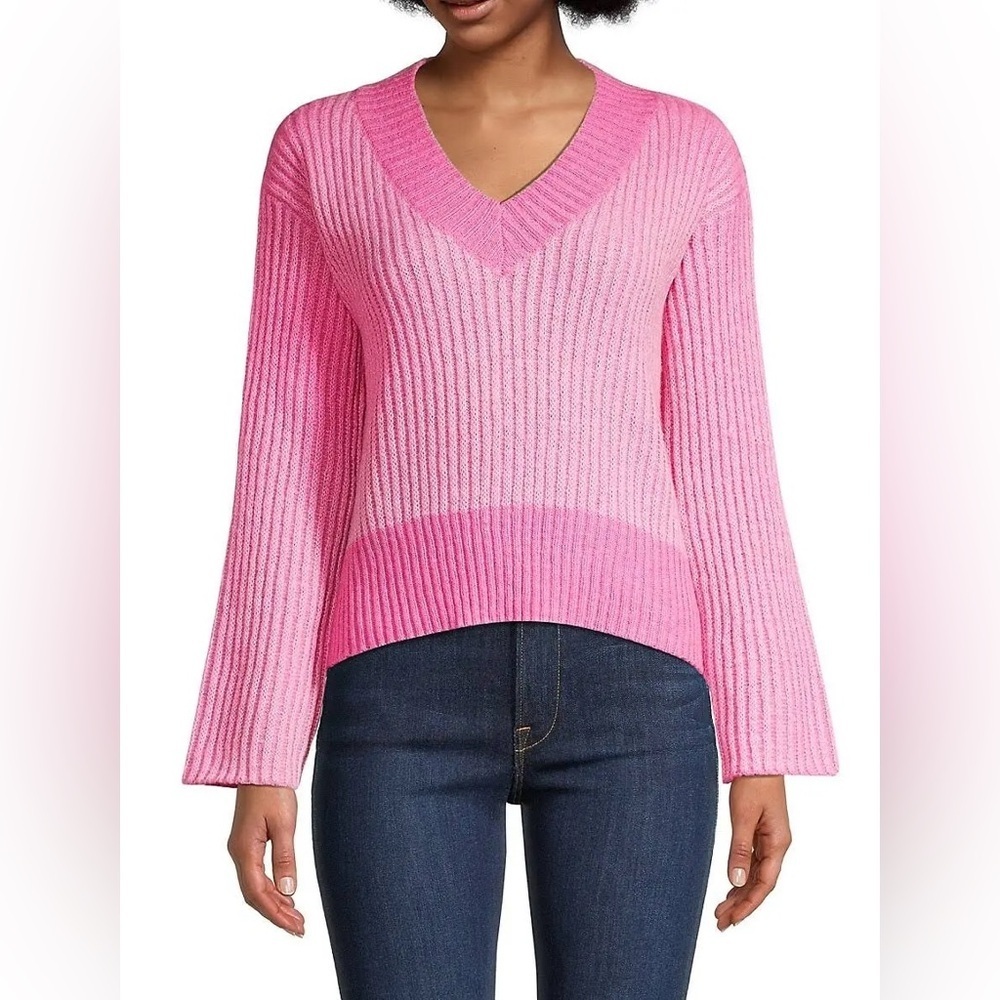 Apparis Anita Pink Ribbed Knitted V Neck Pullover Sweater EUC Size XS
